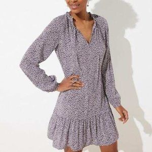 Vine Tie Neck Flare Dress | LOFT | NWT